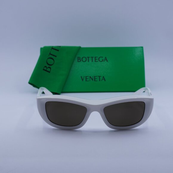 Bottega Veneta BV1326S 004 Rectangle Sunglasses - Ivory/Brown - Picture 3 of 10